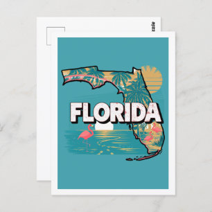 Florida Retro Travel Design Iconic US States Postcard