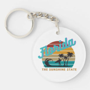 Florida Retro Vintage Sunset Design Key Ring