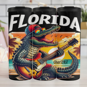 Florida Rock: Alligator Guitar Sunset Thermal Tumbler