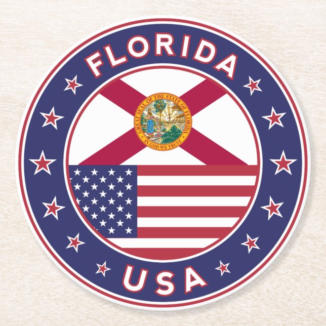 Florida Round Paper Coaster (Front)
