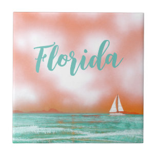 Florida Sail Boat Ceramic Tile