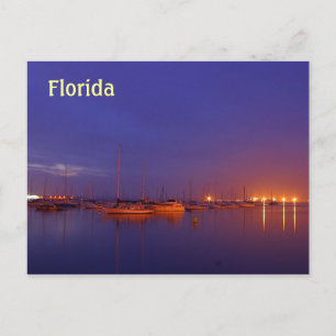 Florida sailboats in marina at dusk postcard