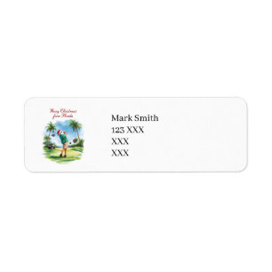 Florida Santa Golfing Christmas Holiday  Return Address Label