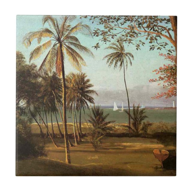 Florida Scene by Albert Bierstadt Ceramic Tile (Front)