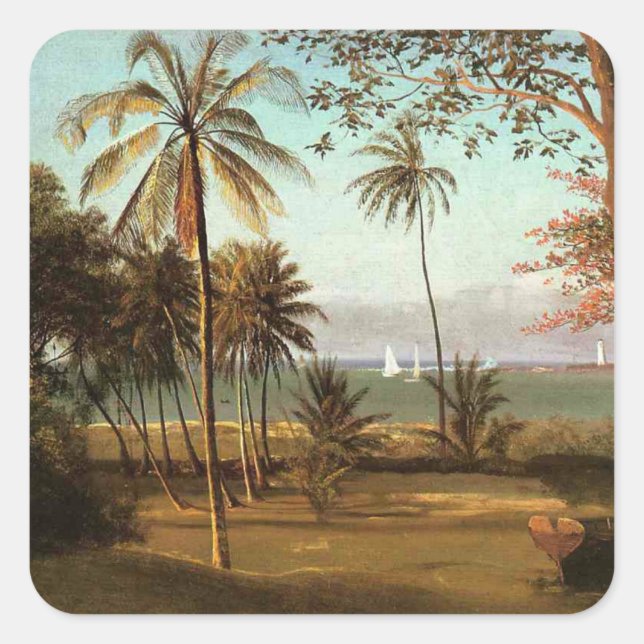 Florida Scene by Albert Bierstadt Square Sticker (Front)