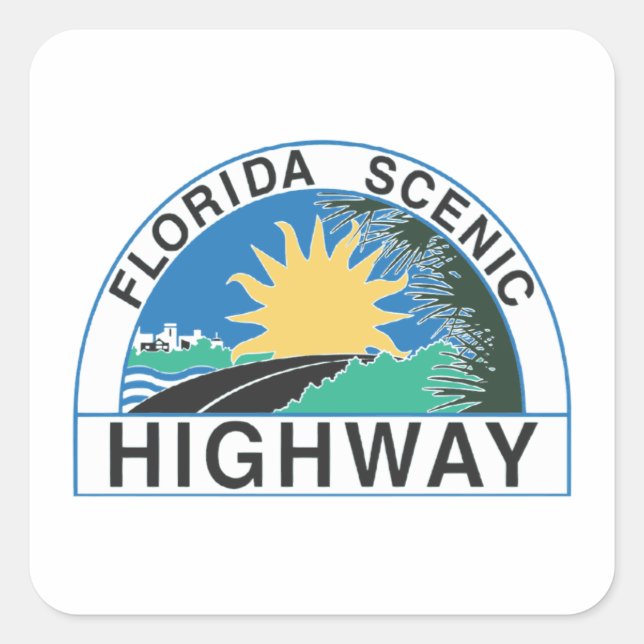 Florida Scenic Highway Road Sign Travel Square Sticker (Front)