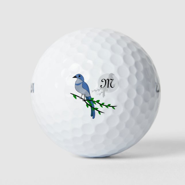 Florida Scrub Jay Monogram Crest Golf Balls (Front)