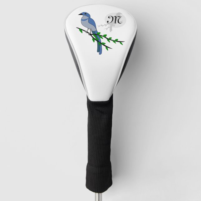 Florida Scrub Jay Monogram Crest Golf Head Cover (Front)