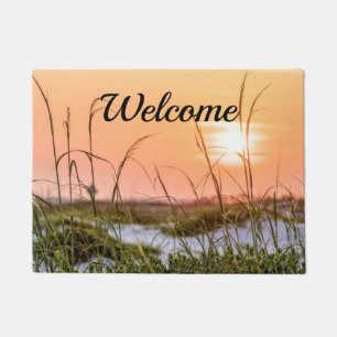 Florida Sea Oats Sunrise Welcome Doormat