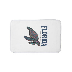 Florida Sea Turtle Vintage Engraving Graphic_1 Bath Mat