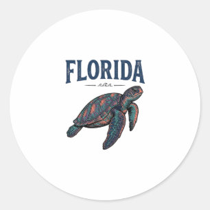 Florida Sea Turtle Vintage Engraving Graphic_1 Classic Round Sticker