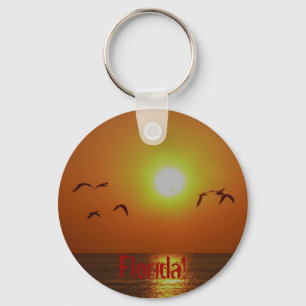 Florida! Seagulls in Gulf Sunset Key Ring