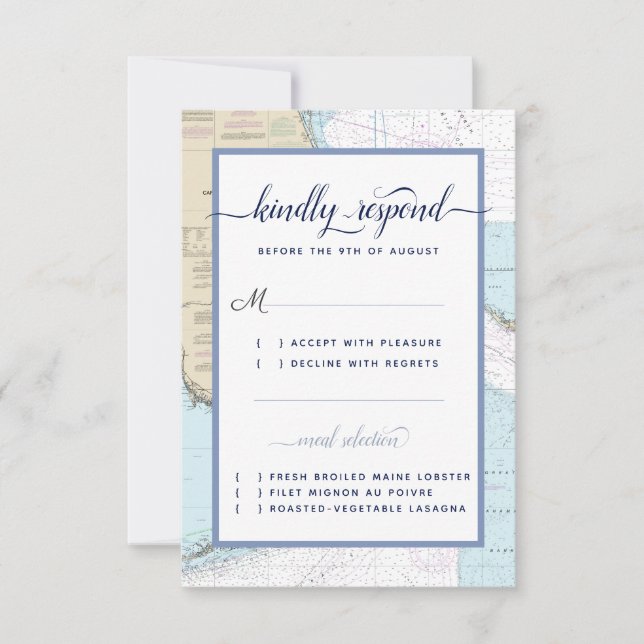 #Florida Semi-Formal #Nautical Wedding / Event RSVP Card (Front)