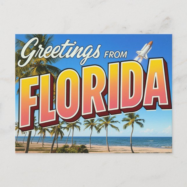 Florida Shuttle Launch Beach Postcard (Front)