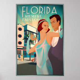 Florida Siempre Fabuloso Retro South Beach High Poster