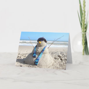 Florida Snowman Beach Christmas Card