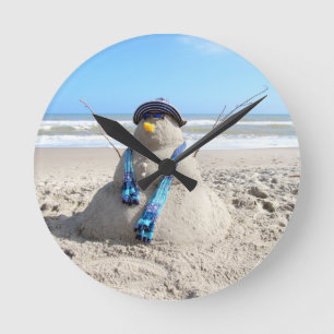 Florida "Snowman" Clock - Beach, Sand Sculpture
