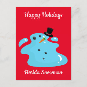 Florida Snowman Holiday Christmas Postcard