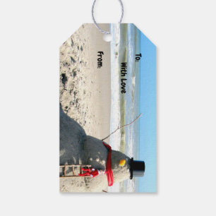 Florida Snowman with Elf - Beach - Christmas Gift Tags