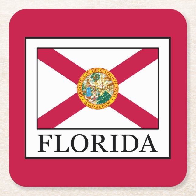Florida Square Paper Coaster (Front)