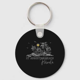 Florida St. Augustine Beach Fl Vintage Palm Tree M Key Ring