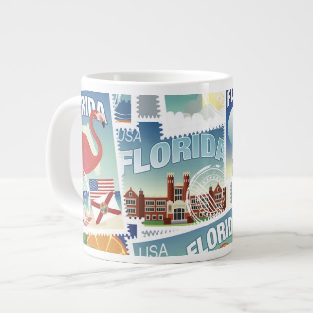 Florida Stamps Large Coffee Mug (Front Left)