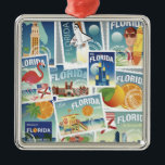 Florida Stamps Metal Ornament<br><div class="desc">This design features a collage of scenes from Florida.</div>