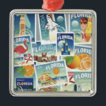 Florida Stamps Metal Ornament<br><div class="desc">This design features a collage of scenes from Florida.</div>