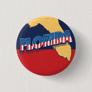 Florida stars and Stripes map 3 Cm Round Badge