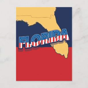 Florida stars and Stripes map Announcement Postcard