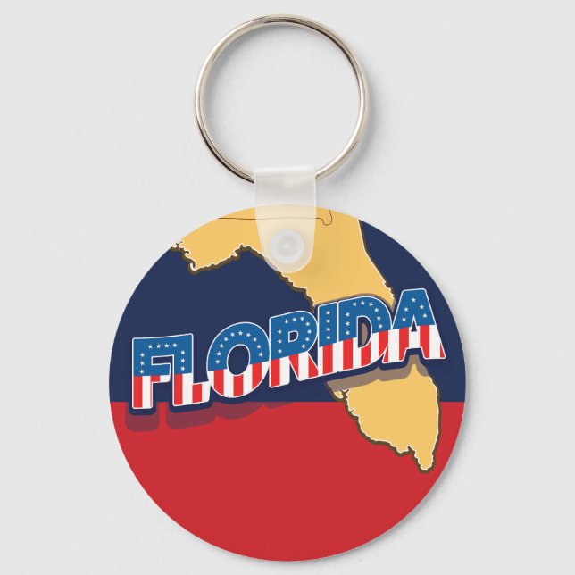 Florida stars and Stripes map Key Ring (Front)