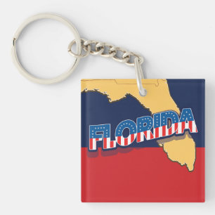 Florida stars and Stripes map Key Ring