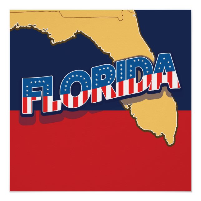 Florida stars and Stripes map Poster (Front)