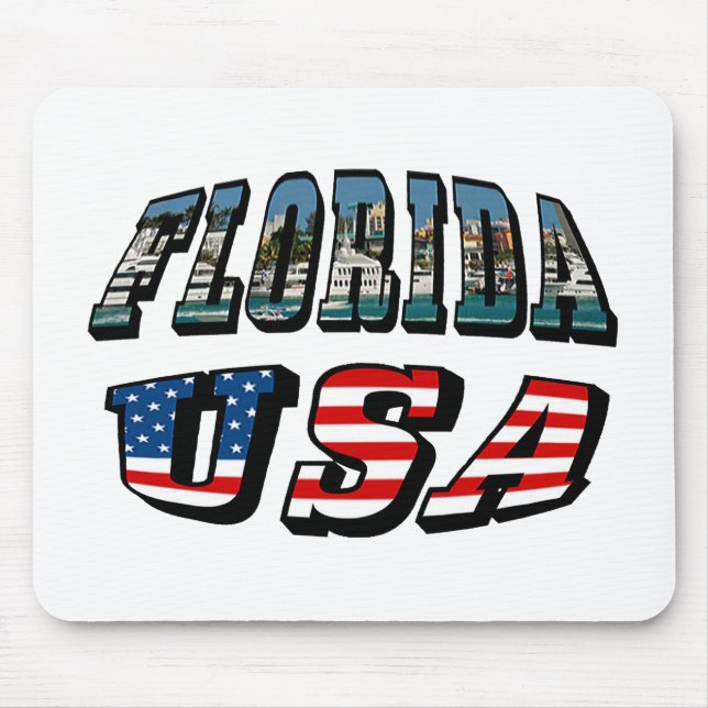 Florida State and USA Flag Text Mouse Pad (Front)