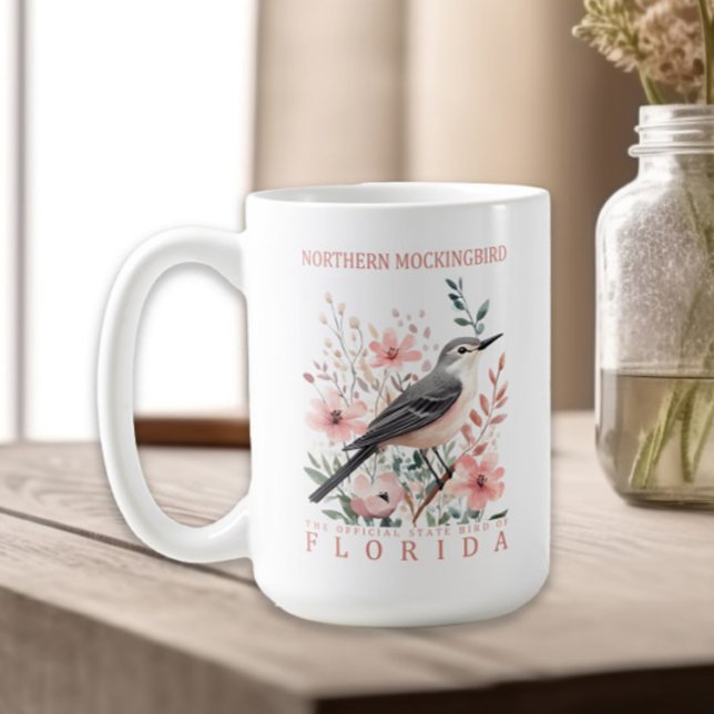 Florida State Bird Northern Mockingbird Coffee Mug (Northern Mockingbird, Florida state bird mug)