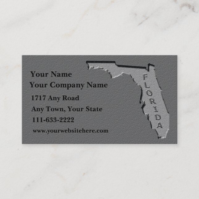 Florida State Business card  carved stone look (Front)
