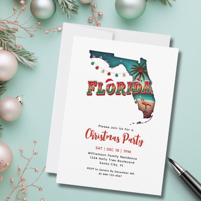 Florida State Christmas Holiday Party Invitation (Add your party details via the template to personalize. See collection for other items )