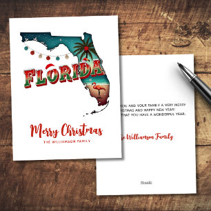 Florida State Christmas Map Holiday Card
