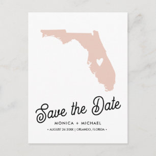 FLORIDA State Destination Wedding  ANY COLOR!  Announcement Postcard