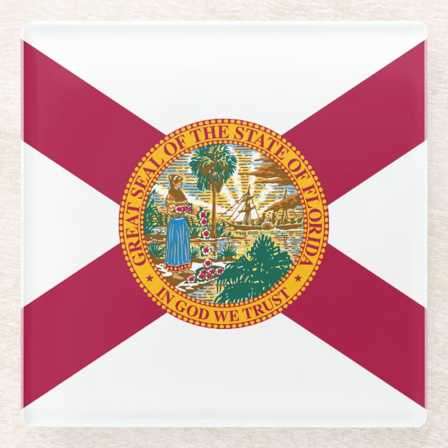 Florida State Flag Glass Coaster (Front)