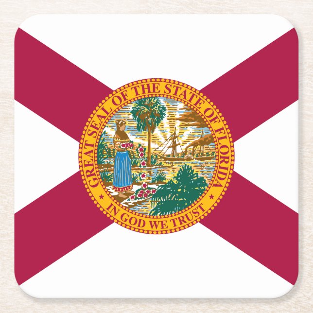 Florida State Flag Square Paper Coaster (Front)