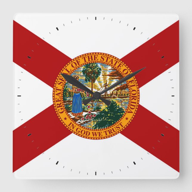 Florida State Flag Square Wall Clock (Front)