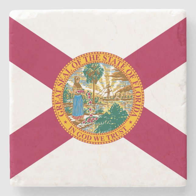 Florida State Flag Stone Coaster (Front)