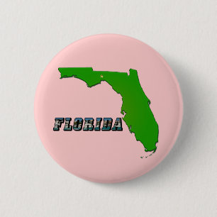 Florida State Map and Text 6 Cm Round Badge