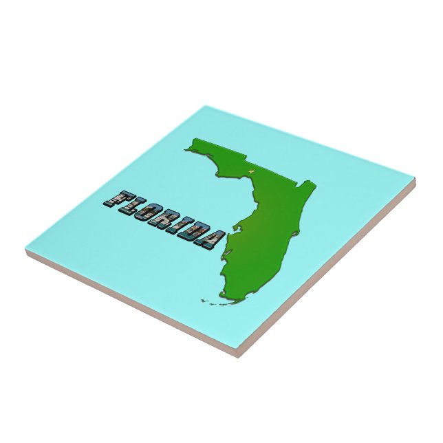 Florida State Map and Text Ceramic Tile (Side)