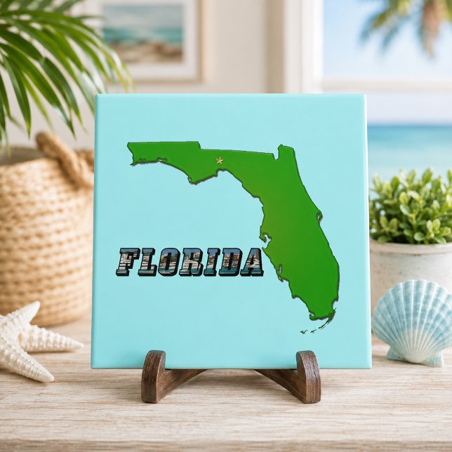 Florida State Map and Text Ceramic Tile (Florida State Map and Text Ceramic Tile)