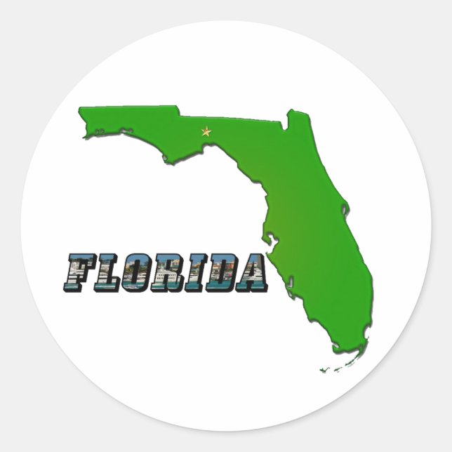 Florida State Map and Text Classic Round Sticker (Front)
