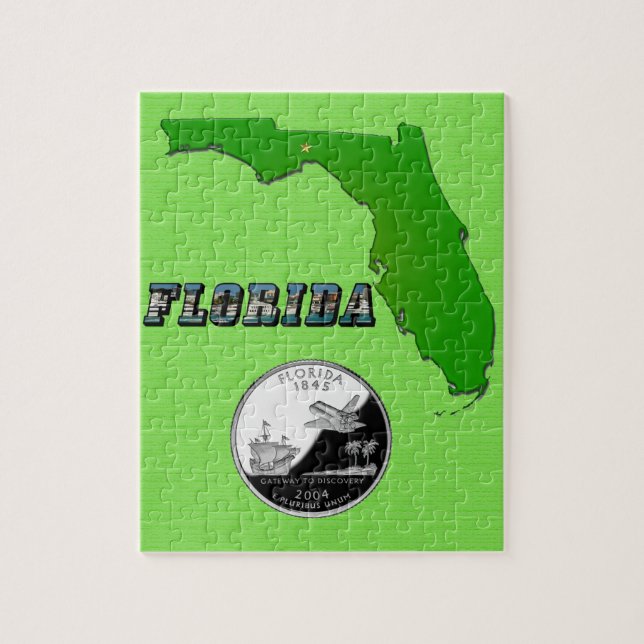 Florida State Map and Text Jigsaw Puzzle (Vertical)