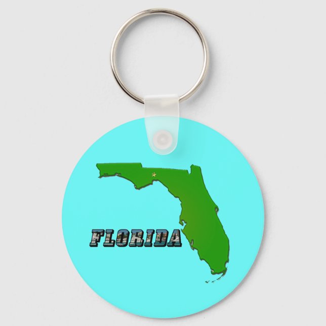 Florida State Map and Text Key Ring (Front)