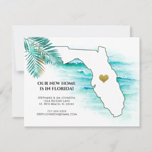 Florida State Map Gold Heart New Home Announcement